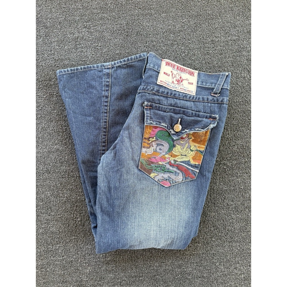 True Religion Billy Super T Jeans 40x33 Made in USA Dragon Embroidery Pocket